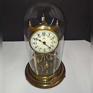 Kundo Vintage Torsion Anniversary Glass Dome Clock Kieninger & Obergfell Germany